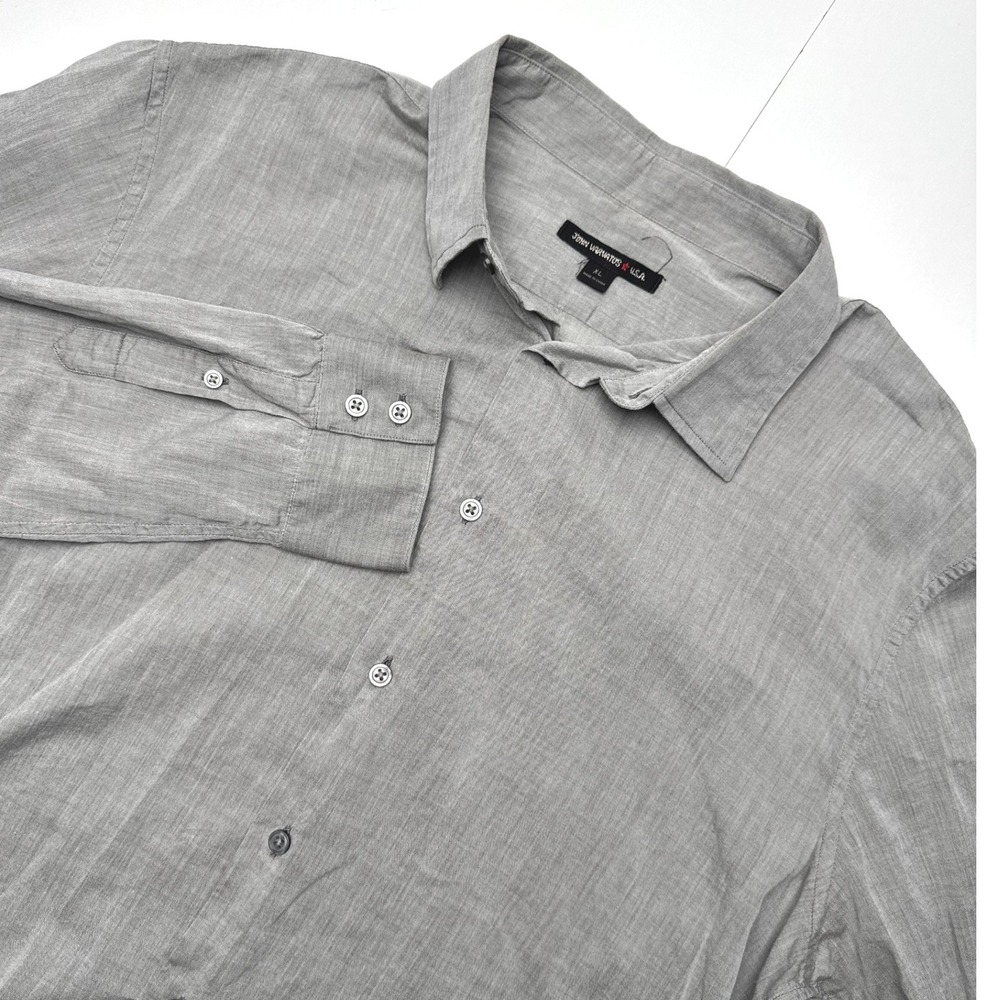 John Varvatos USA Mens Grey Long Sleeve Button Down Shirt XL Textured Casual